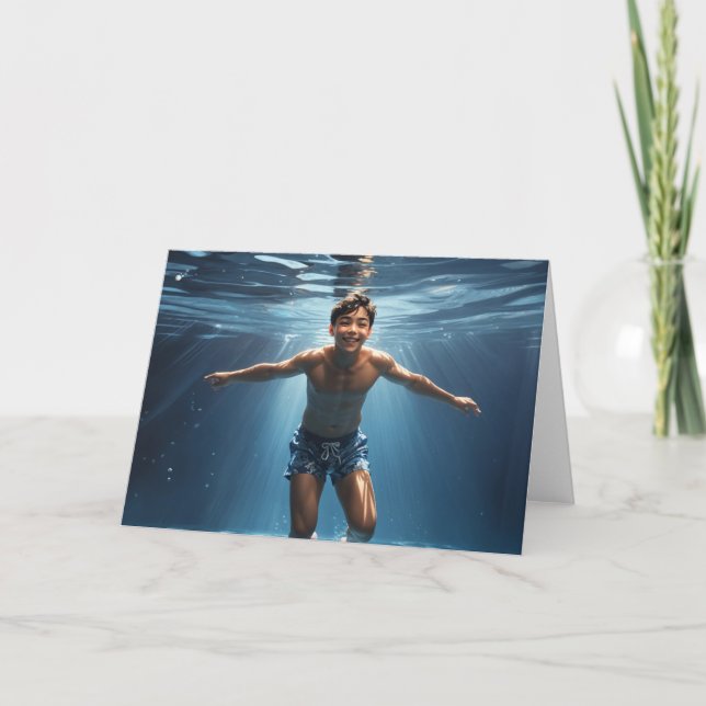 Carte de voeux pour le garçon de la piscine (Devant)
