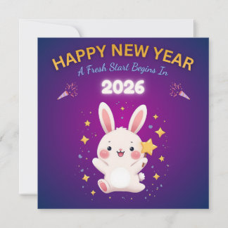 Carte de vœux pour le Nouvel An 2026 avec un lapin