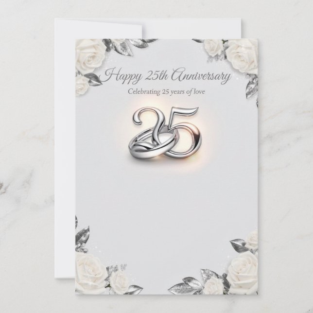Carte de vœux pour les 25 ans de mariage – Argenté (Devant)
