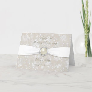 Carte de voeux pour les 30 ans de mariage en damas