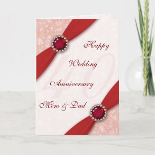 Carte de voeux pour les 40 ans de mariage en damas