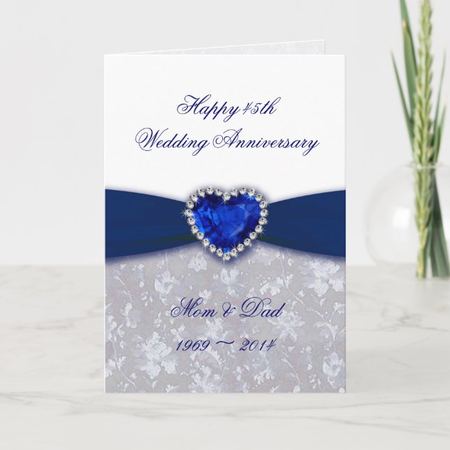 Carte de voeux pour les 45 ans de mariage Damask (Devant)