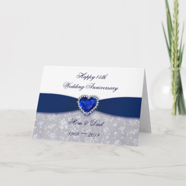 Carte de vœux pour les 45 ans de mariage sur le th (Devant)