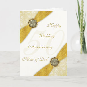 Carte de voeux pour les 50 ans de mariage en damas