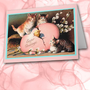 Carte de voeux pour les chatons de Pâques Vintages