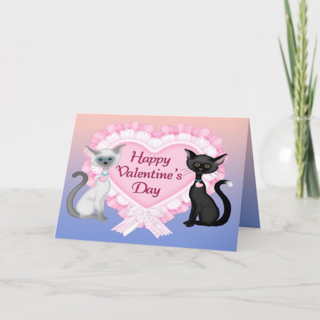 Carte de voeux pour les chats de la Saint Valentin (Devant)