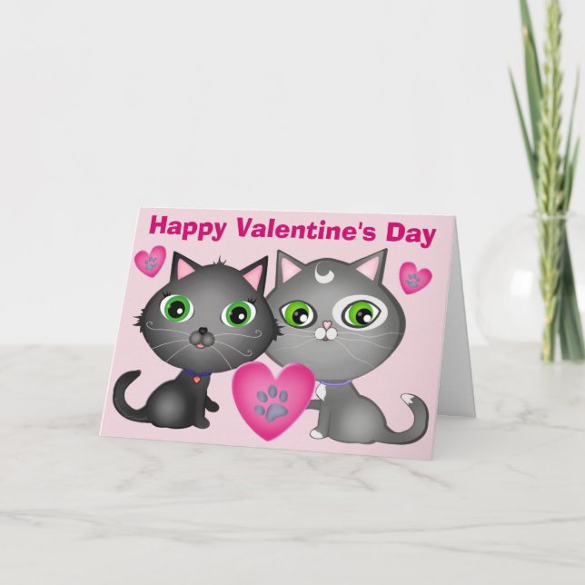Carte de voeux pour les chats de la Saint Valentin (Devant)