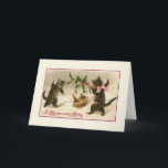 Carte de voeux pour les chats de Noël victoriens<br><div class="desc">Carte de voeux de Noël vintage / victorienne. Trois adorables chats en bataille de boules de neige ! Pour Vous Souhaiter Un Joyeux Noël ! Parfait pour les amateurs de chats et de chatons !</div>