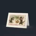 Carte de voeux pour les chats de Noël victoriens<br><div class="desc">Carte de voeux de Noël vintage / victorienne. Trois adorables chats en bataille de boules de neige ! Pour Vous Souhaiter Un Joyeux Noël ! Parfait pour les amateurs de chats et de chatons !</div>