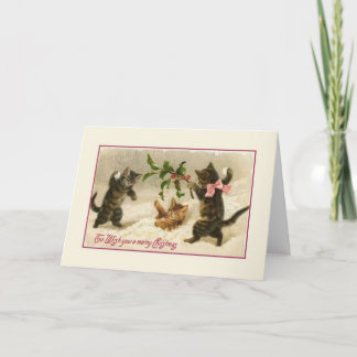 Carte de voeux pour les chats de Noël victoriens