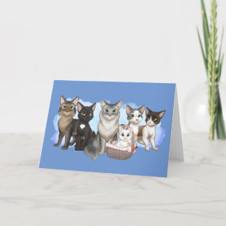 Carte de voeux pour les chats et l'équipage 5" x 7