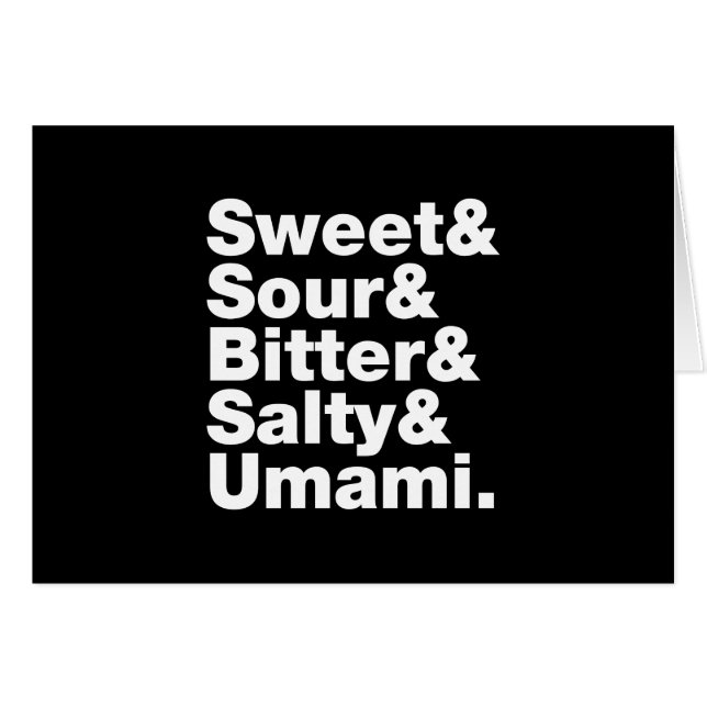 Carte de voeux pour les cinq goûts de base (Devant horizontal)