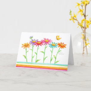Carte de voeux pour les marguerites arc-en-ciel