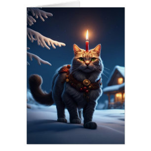 Carte de voeux pour les vacances de Yule Cat