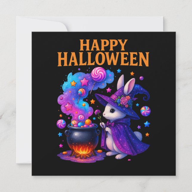 Carte de voeux pour l'Halloween lapin mignon (Devant)