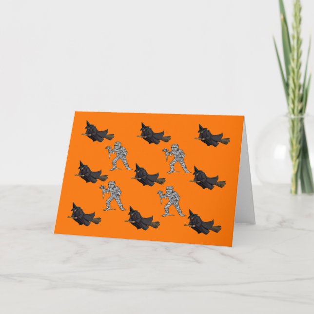 Carte de voeux pour l'Halloween sorcière et maman  (Devant)