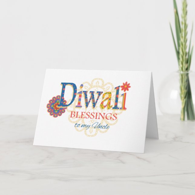 Carte de vœux pour l'oncle Diwali avec des Rangoli (Devant)