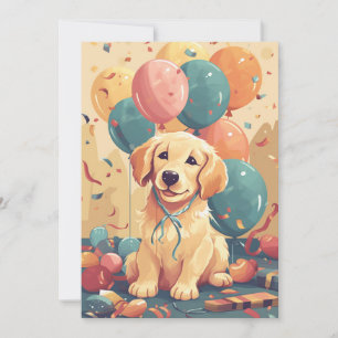 Carte de voeux pour marionnettes Golden Retriever
