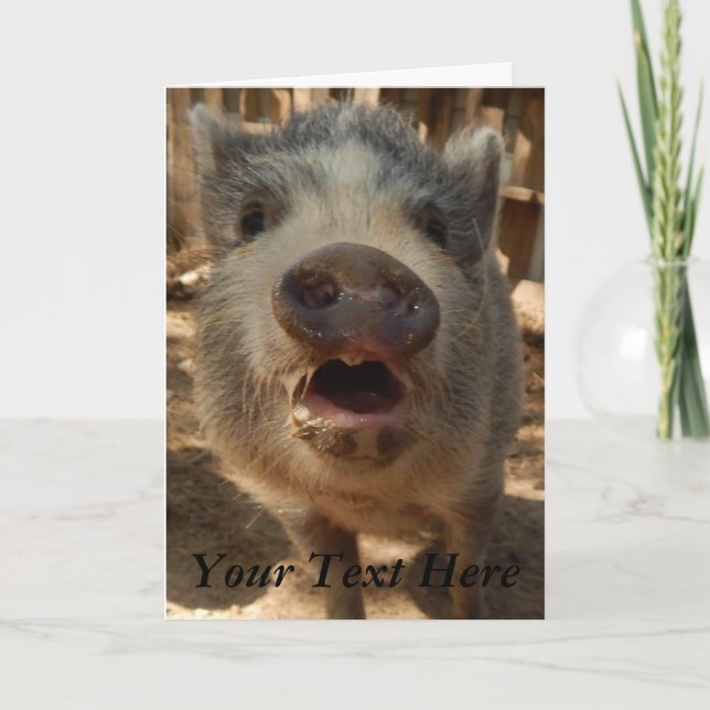Carte de voeux pour mini-cochon adorable personnal (Devant)