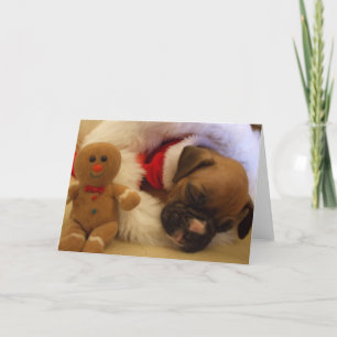 Carte de voeux pour Noël Sleepy Boxer Chiot