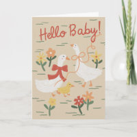 Carte de vœux pour nouveau bébé Famille de l'oie m