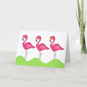 Carte de voeux pour oiseaux de Flamants roses rose