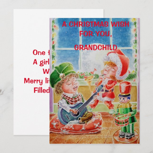 Carte de voeux pour petits-enfants personnalisée (Devant / Derrière)