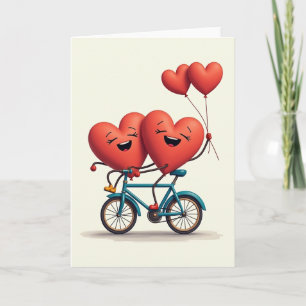 Carte de vœux pour randonnée à vélo Love Hearts