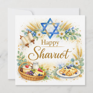 Carte de vœux pour Shavuot Étoile de David, Bleue