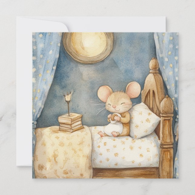 Carte de voeux pour souris au coucher (Devant)