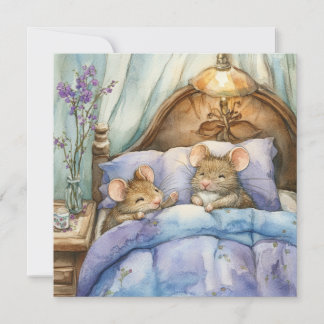 Carte de voeux pour souris au coucher