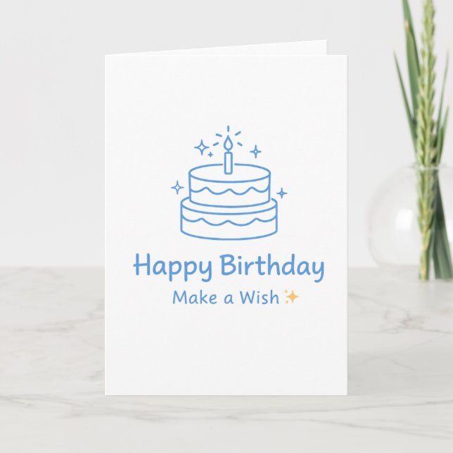 Carte de Vœux pour un Anniversaire avec un Gâteau  (Devant)