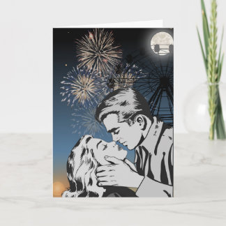 Carte de vœux pour un baiser romantique sous les f