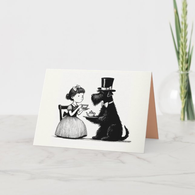 Carte de vœux pour une fête de thé de chien (Devant)