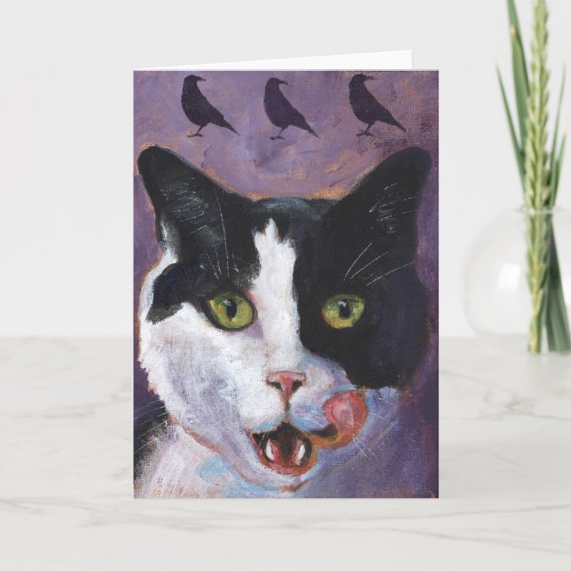 Carte de voeux pourpre de chat (Devant)