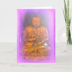 Carte de voeux pourpre sereine de Bouddha d'aura