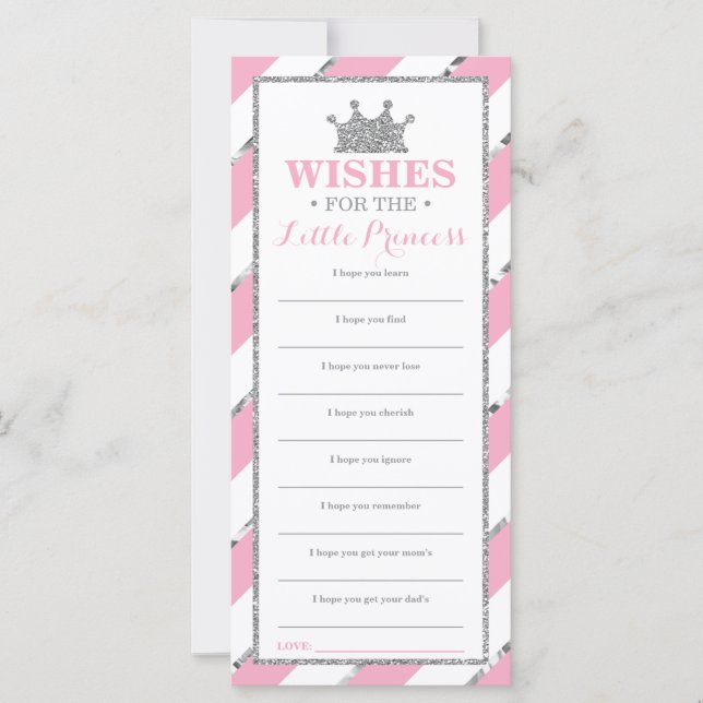 Carte de voeux, Princesse Baby shower Faux Argent (Devant)