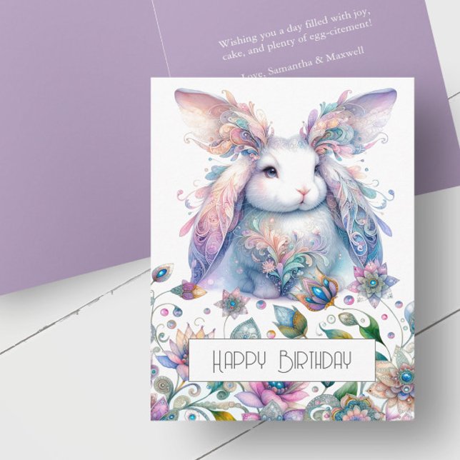 Carte De Voeux Printemps Pour Anniversaire (Spring bunny birthday cards)
