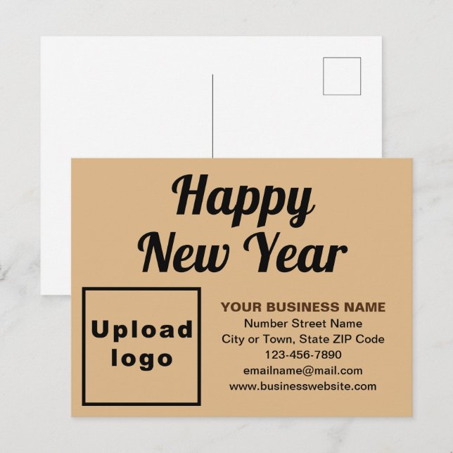 Carte de vœux professionnelle Nouvel An Brun Clair (Devant / Derrière)