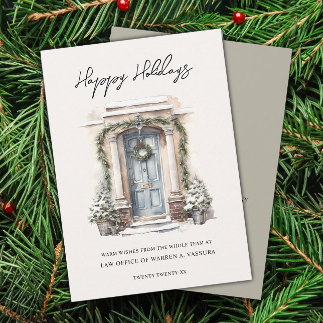 Carte de vœux professionnelle plate pour les fêtes (Modern Happy Holidays Business Flat Holiday Card)