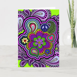 Carte de voeux Psychedélique Purple Paisley
