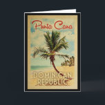 Carte de voeux Punta Cana République Dominicaine R<br><div class="desc">Punta Cana République Dominicaine design de style Vintage voyage avec un palmier sur la plage avec océan et ciel.</div>