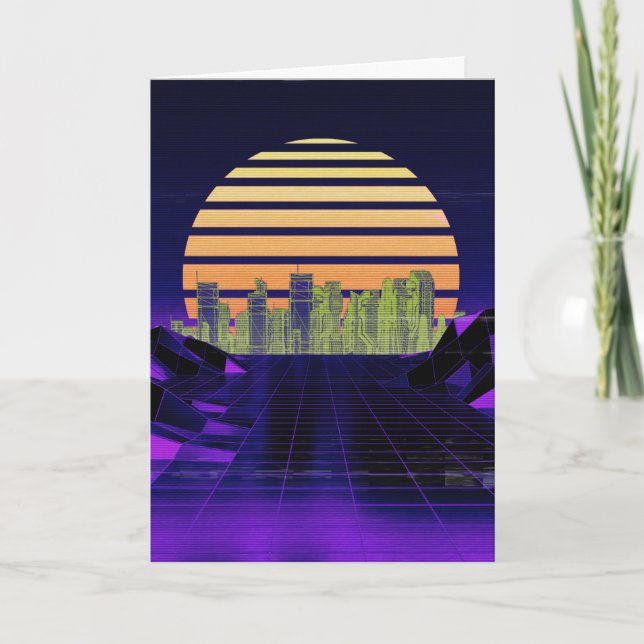 Carte de voeux Purple Synthwave (Devant)