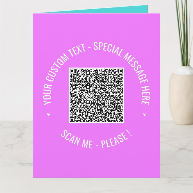 Carte de voeux QR Code Scan Info Texte et couleurs (Devant)