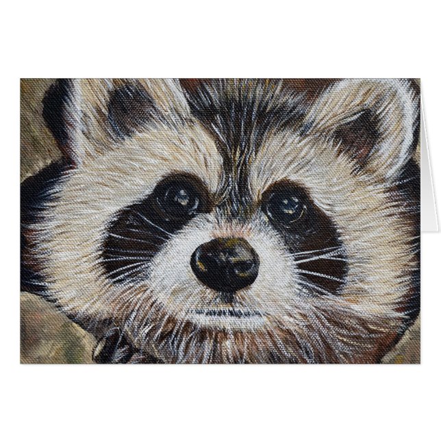 Carte de voeux Raccoon Painting (Devant horizontal)