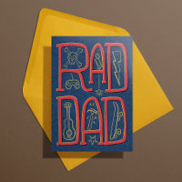 Carte de voeux Rad Papa Blue Doodle Fête des pères