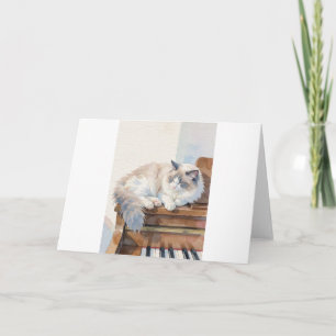 Carte de vœux Ragdoll endormi sur le piano