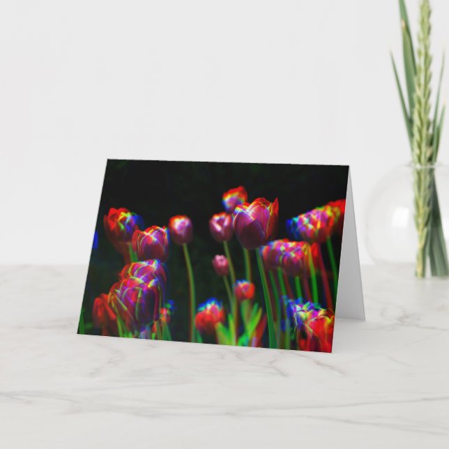 Carte de voeux Rainbow Blur Art numérique Tulips (Devant)