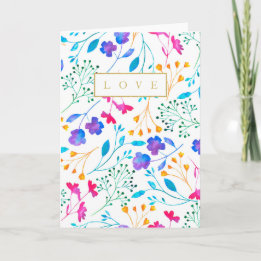 Carte de voeux Rainbow Floral Patal Watercolor
