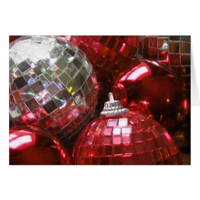 Carte de voeux Red Baubles (Devant horizontal)